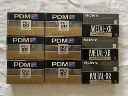 9 Audiokassetten PDM FE 90 und Sony Metal-XR 90 neu