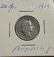 Schweiz 20 Rappen 1919 B II/II - abart, unsaubere Prägung