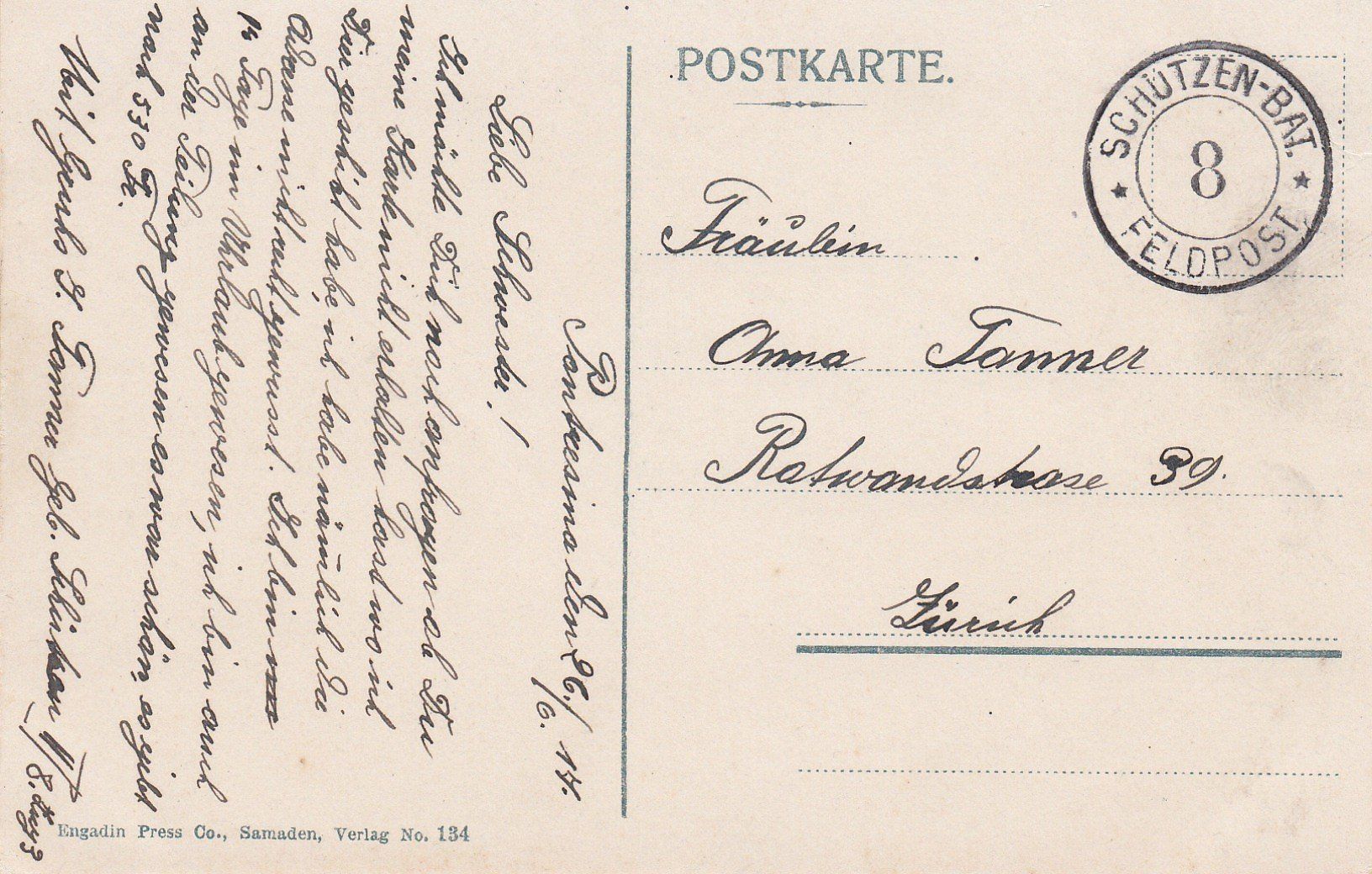 Cartoline postali: AK - Pontresina - gel. 26.6.1917 – Usato da Fribourg venduto da schnalla92 1