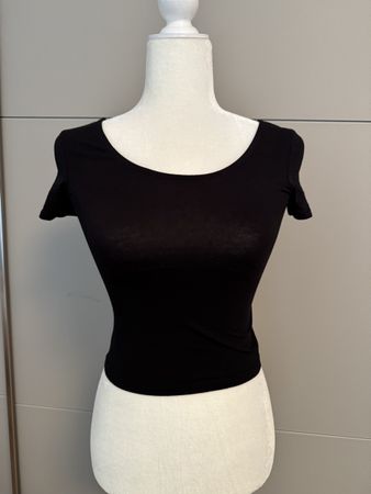 Elegant Black cotton Top with Strappy Back Detail