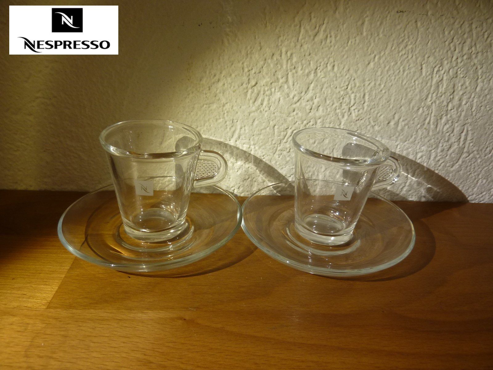 Nespresso Tassen: Nespresso Glastassen 7cm Höhe mit Unterteller – Gebraucht aus Hochfelden von swissice