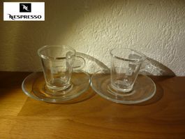 Nespresso Glastassen 7cm Höhe mit Unterteller