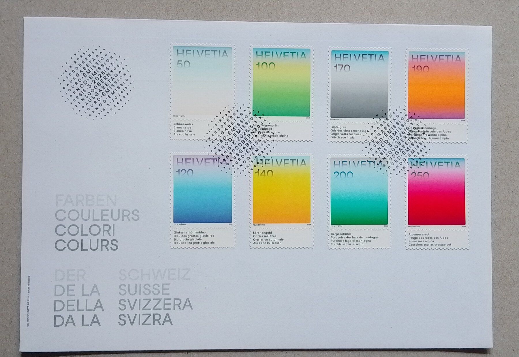 Tutti i francobolli: fdc "farben der schweiz" – Usato da Zürich venduto da var_gmw9