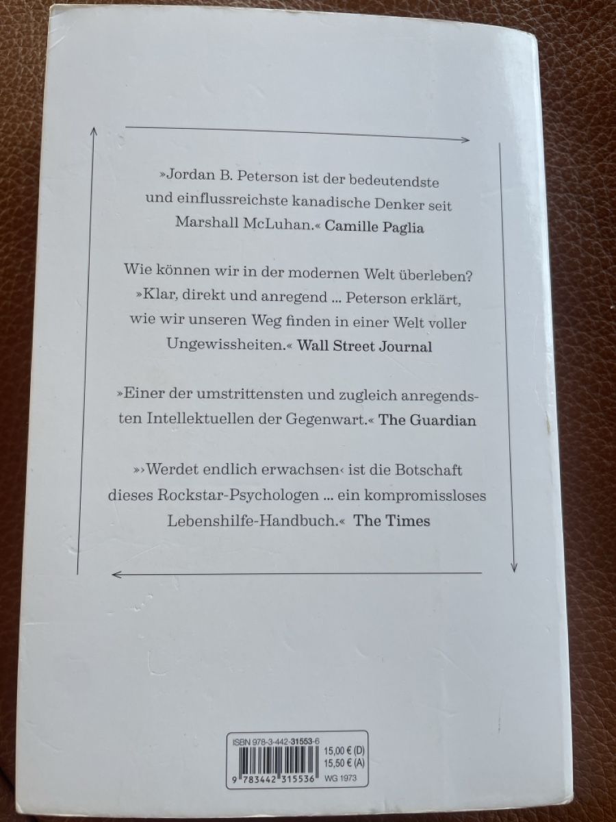 Libri: Jordan Peterson, 12 Rules for Life, Deutsch – Usato da Freidorf TG venduto da ibipatria 1