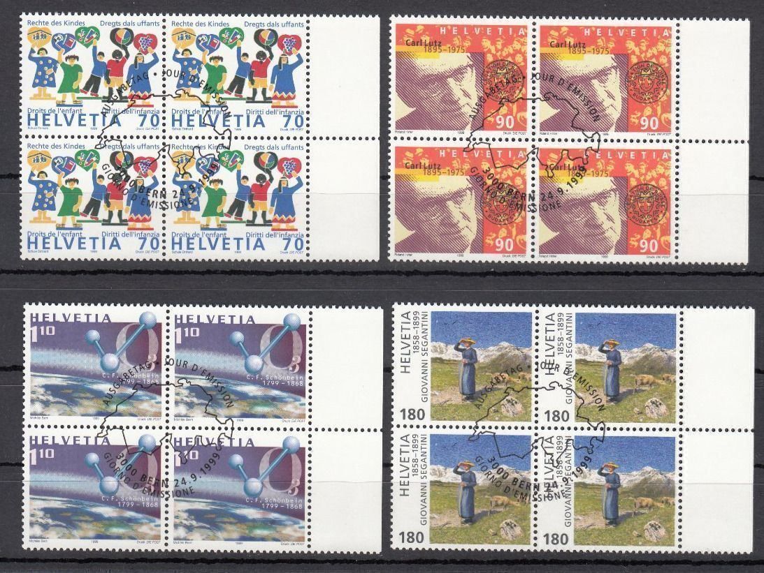 Alle Briefmarken: SBK 979 - 982 im 4er-Block mit ET – Gebraucht aus Bürglen TG von StampGraf