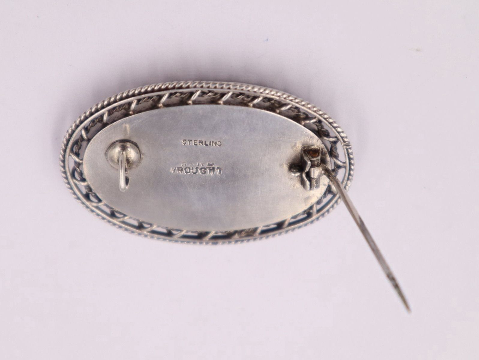 Spille & Fermagli: Brosche Antik Silber, roter Edelstein, Sterling Silber – Usato da Baden venduto da TellsKuchenhaus 2