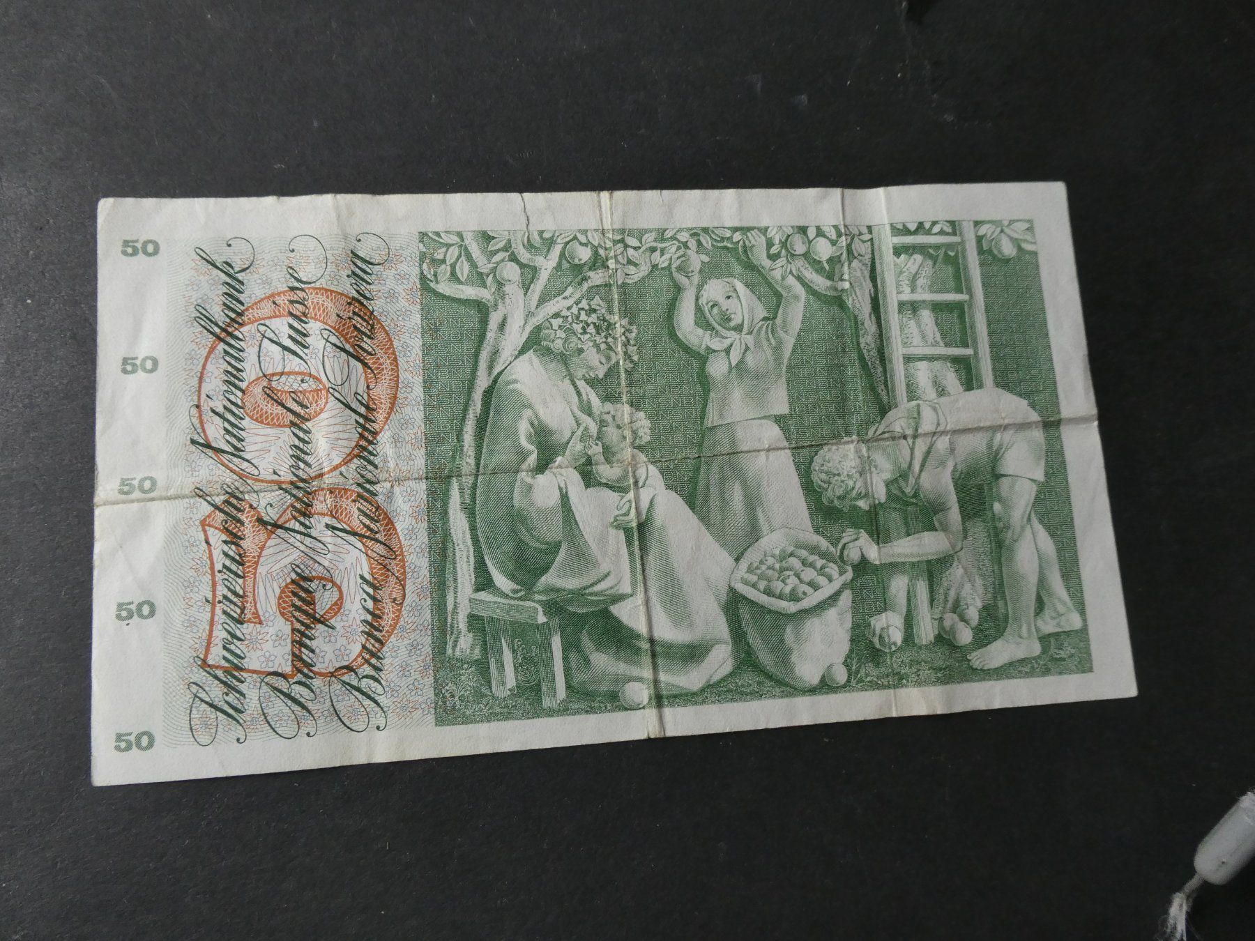 Banknoten: Schweiz 1974, 50 Franken – Gebraucht aus Hinterforst von Rohusri 1