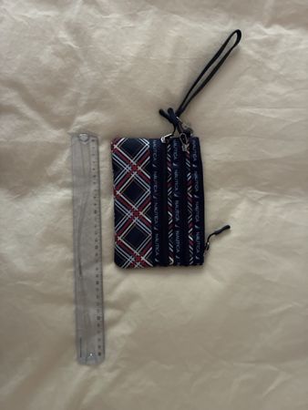 Nautica wristlet bag plaid pattern blue red multi