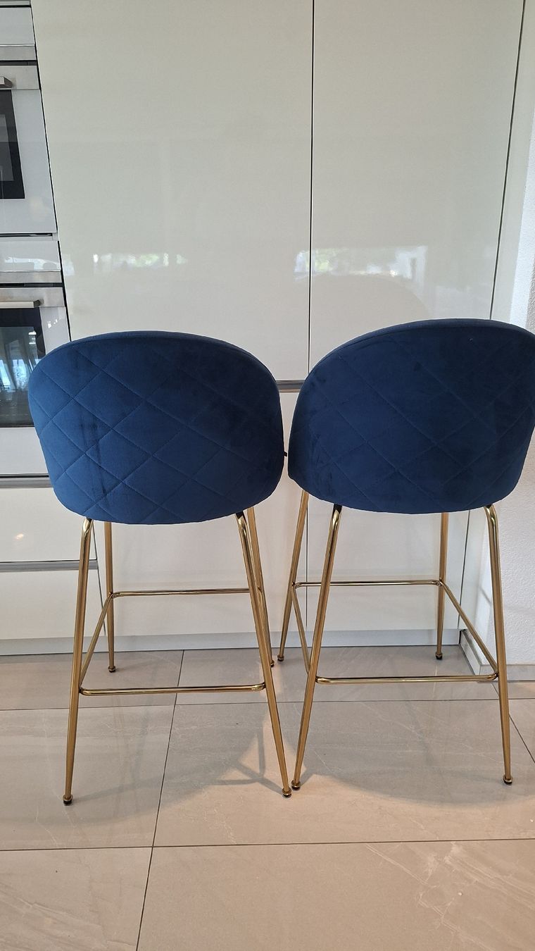 Hocker: Barhocker aus blauem Samt – Gebraucht aus Oberengstringen von Kimchimon 2