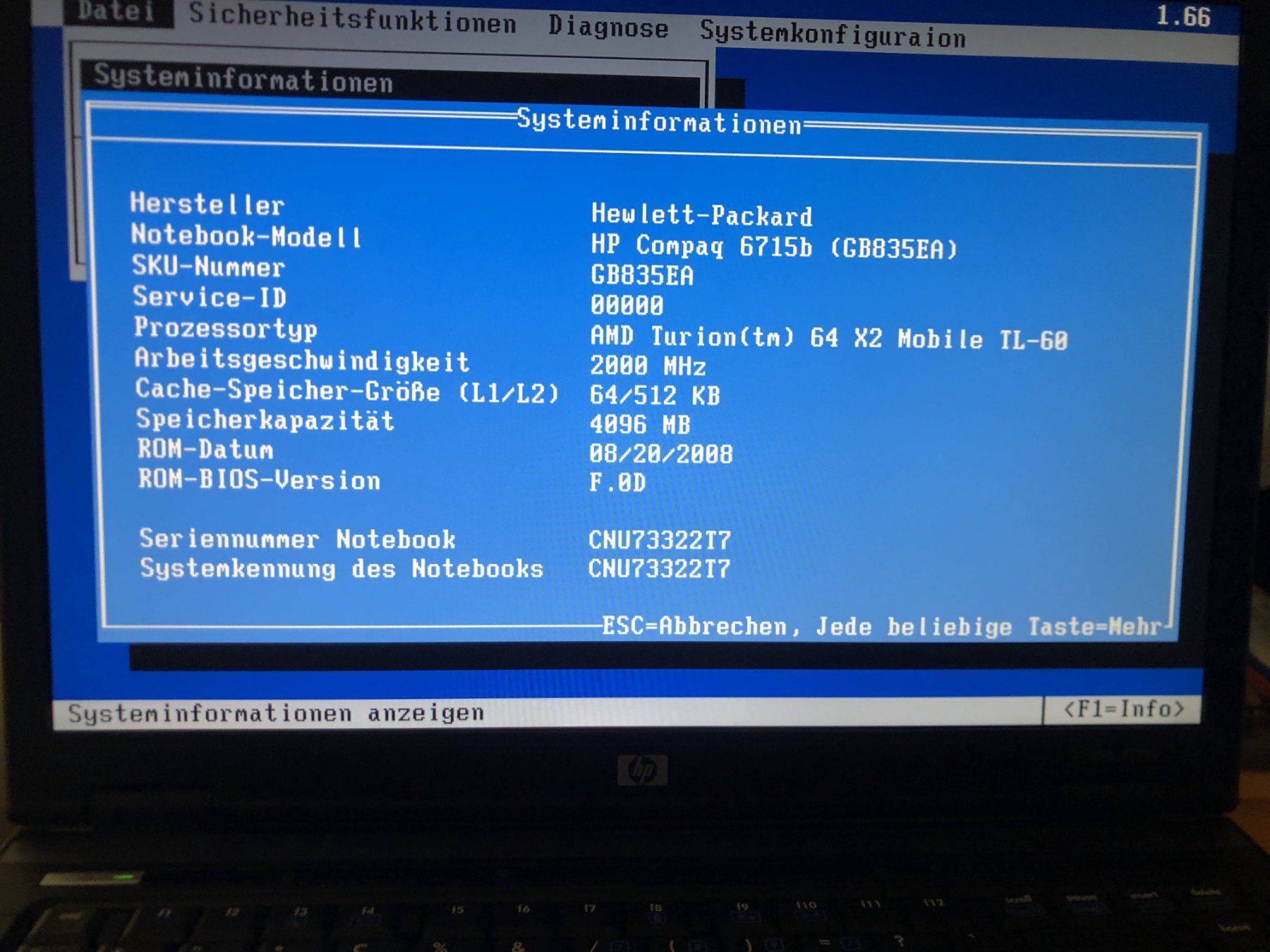 Compaq Notebook: Laptop-HP Compaq 6715b – Usato da Bern venduto da Fireblades 3