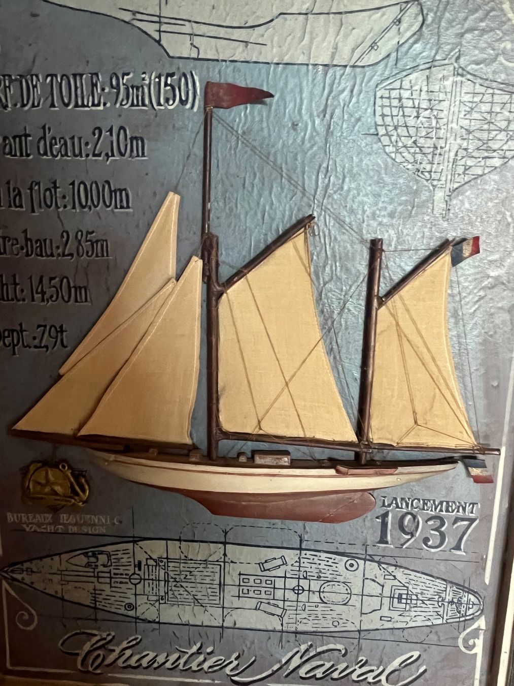 Poster & Bilder: Segelbootmodell auf bemaltem Holzrahmen – Gebraucht aus Zürich von star7671 2