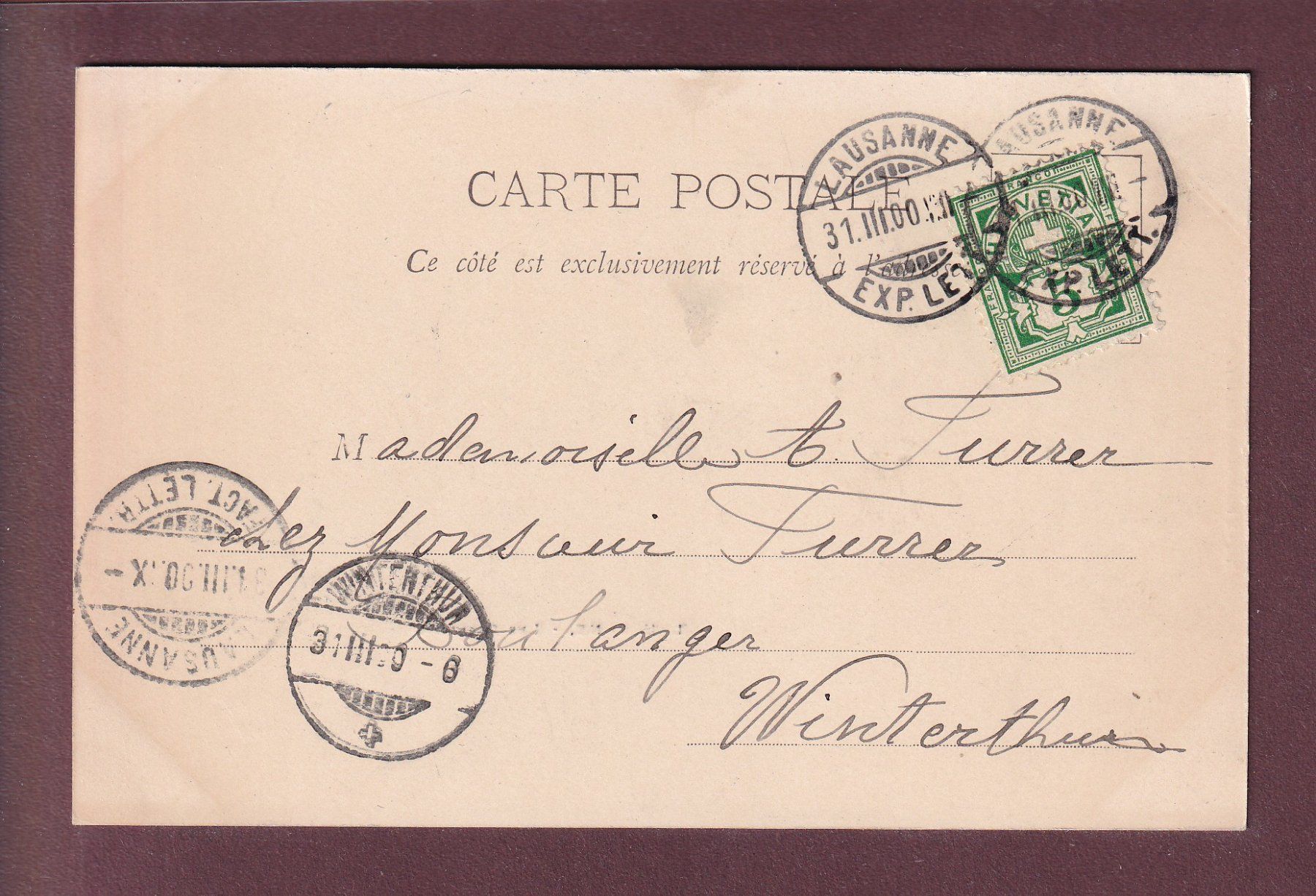 Cartoline postali: LAUSANNE - Les Casernes - 1900 – Usato da Pully venduto da nicecards 1