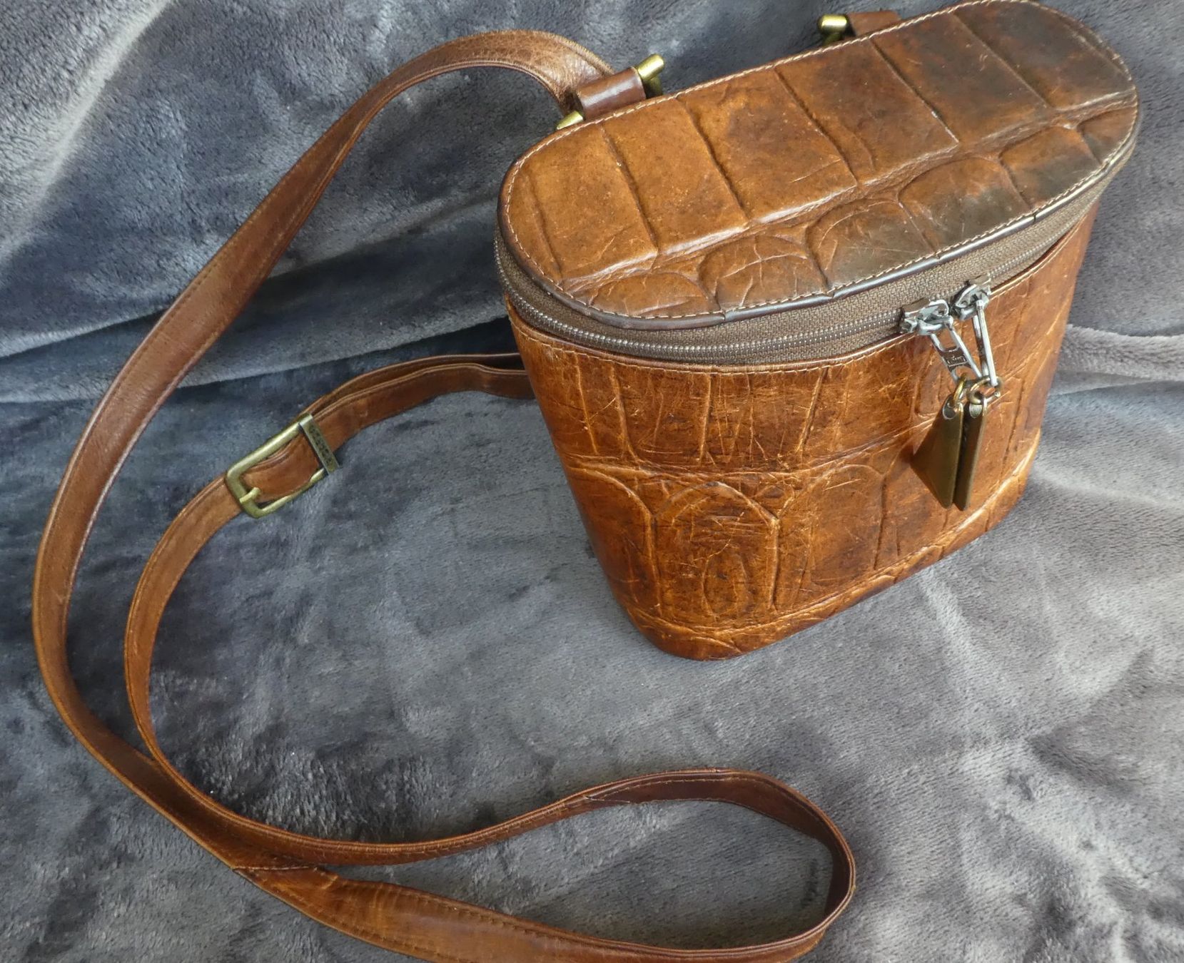 Tasche PICARD braun Leder, Krokodiloptik gute Zustand