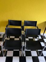 Stuhlset 4 Stk. Stahlrohr schwarz Leder guter Zustand