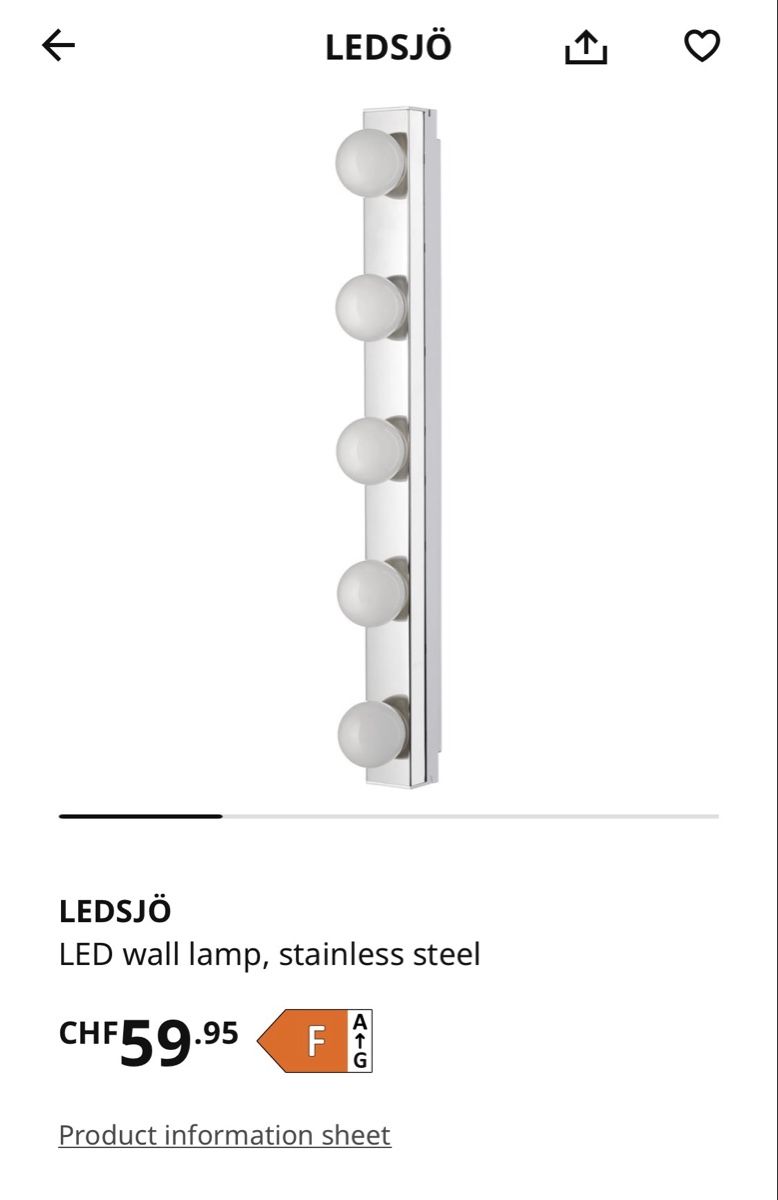 Ikea Lampade: NEW Ikea LEDSJO LED Wall Lamp – Nuovo (secondo la descrizione) da Basel venduto da christine.duerr