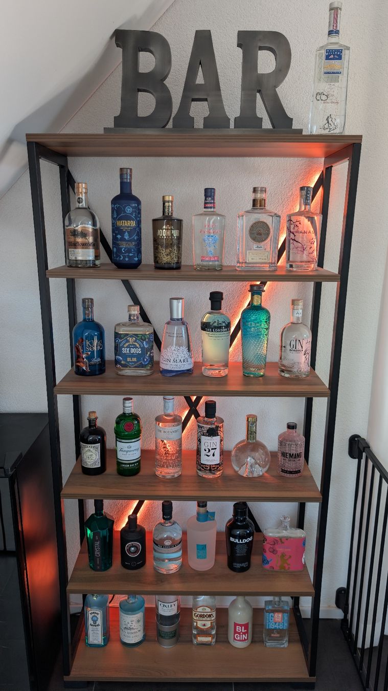 Spirituosen: Gin Sammlung inkl. Holzregal beleuchtet – Neu und originalverpackt aus Mörschwil von Manser08