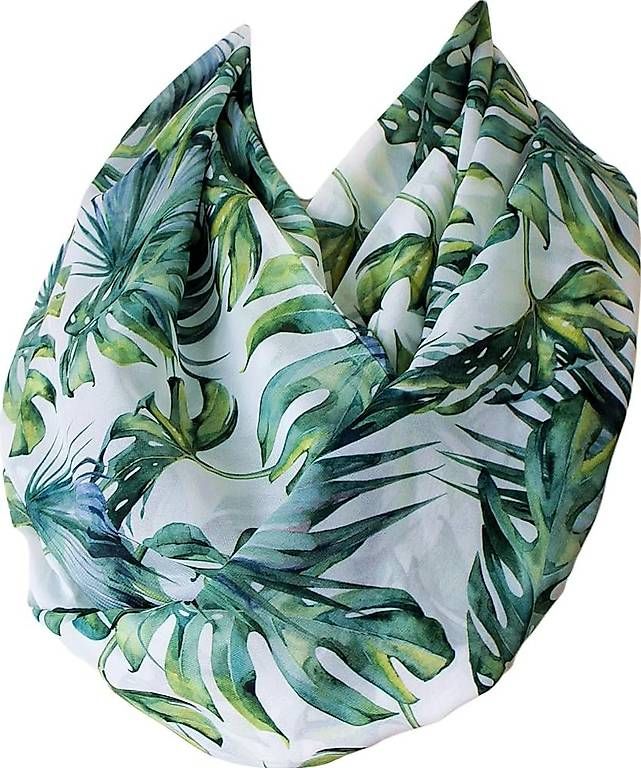 Foulard & Sciarpe: Tropical palm leaves pattern infinity scarf – Nuovo e nell'imballaggio originale da Claro venduto da Dona1785