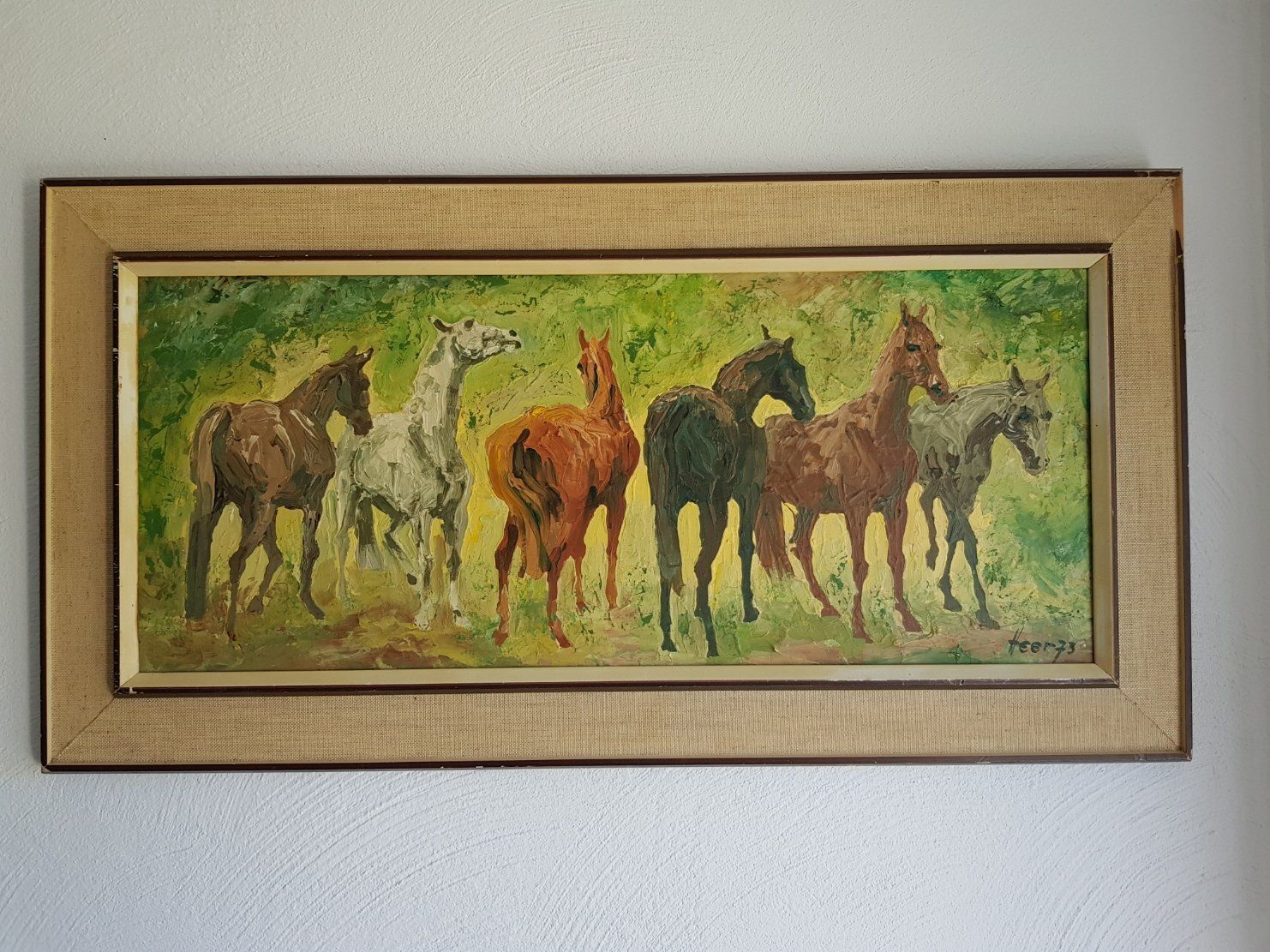Dipinti: Tableau Chevaux , signé Heer et daté de 1973. – Usato da Tramelan venduto da Art-rider 2