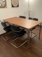 Bürotisch chrom mit Holzplatte