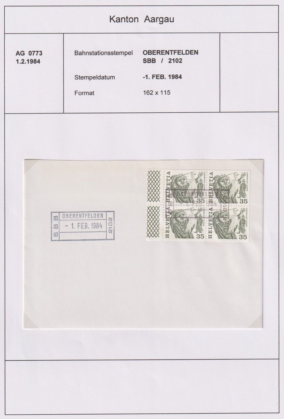 Alle Briefmarken: Bahnstationsstempel Oberentfelden – Gebraucht aus Bellach von qsearch