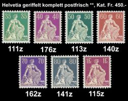 Sitzende Helvetia geriffelt komplett postfrisch ** Fr. 450.-