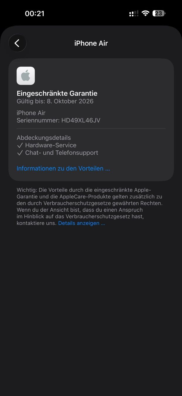 Apple Handys / Smartphones: Iphone Air 256Gb mit Apple Garantie – Gebraucht aus Au SG von bah_6f5w 6