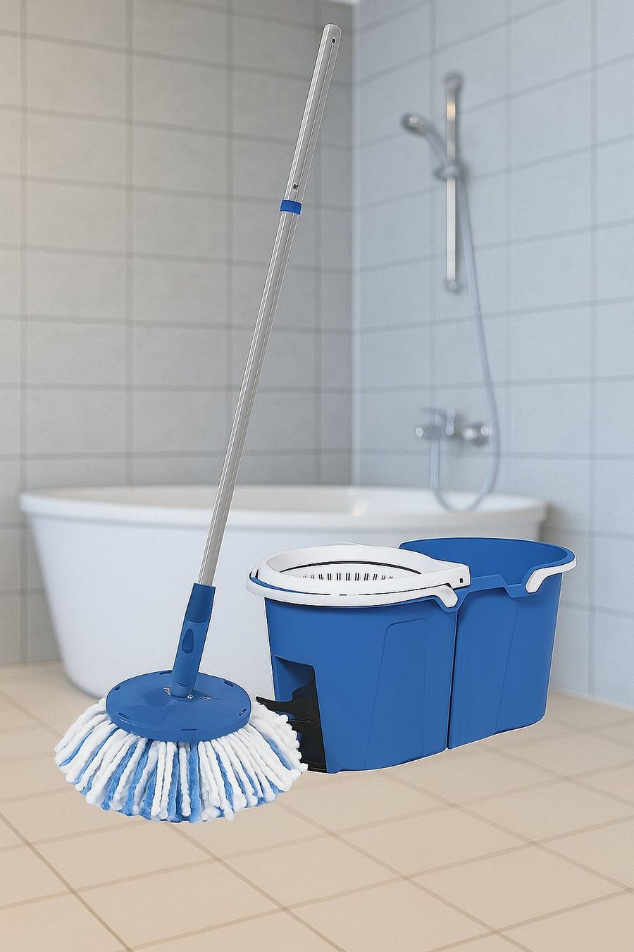 Sonstiges für Haushalt & Wohnen: Wischmop 2 Kammer Filtersystem Mops Wischen Eimer 360° – Neu und originalverpackt aus Koppigen von Bracher_Mail-House