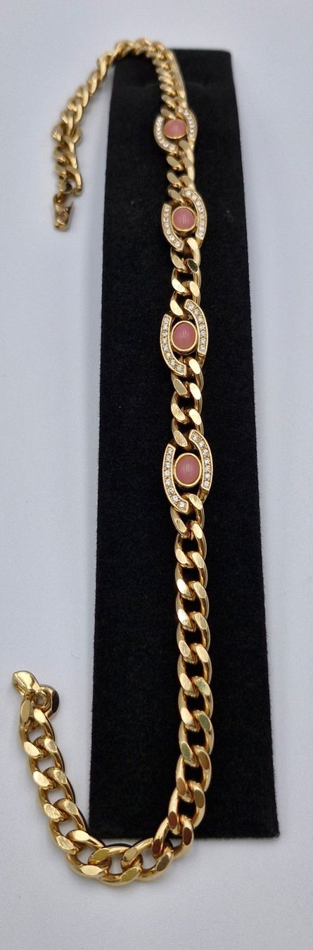 Catenine: Vergoldete Kette mit rosa Steinen, – Usato da Wald ZH venduto da Silena02 2