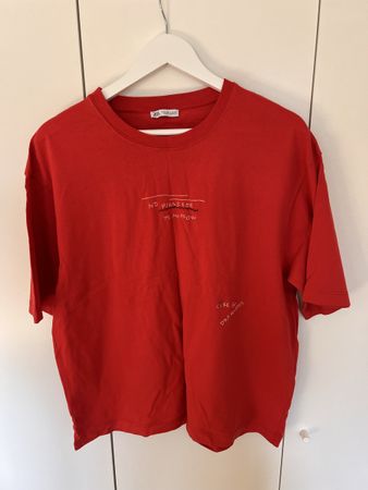 Zara T-Shirt, Grösse L, Rot, Print - Sommerliches Top!