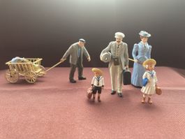 Preiser Figuren 1/24 Reisende Eisenbahn Bollerwagen Kinder