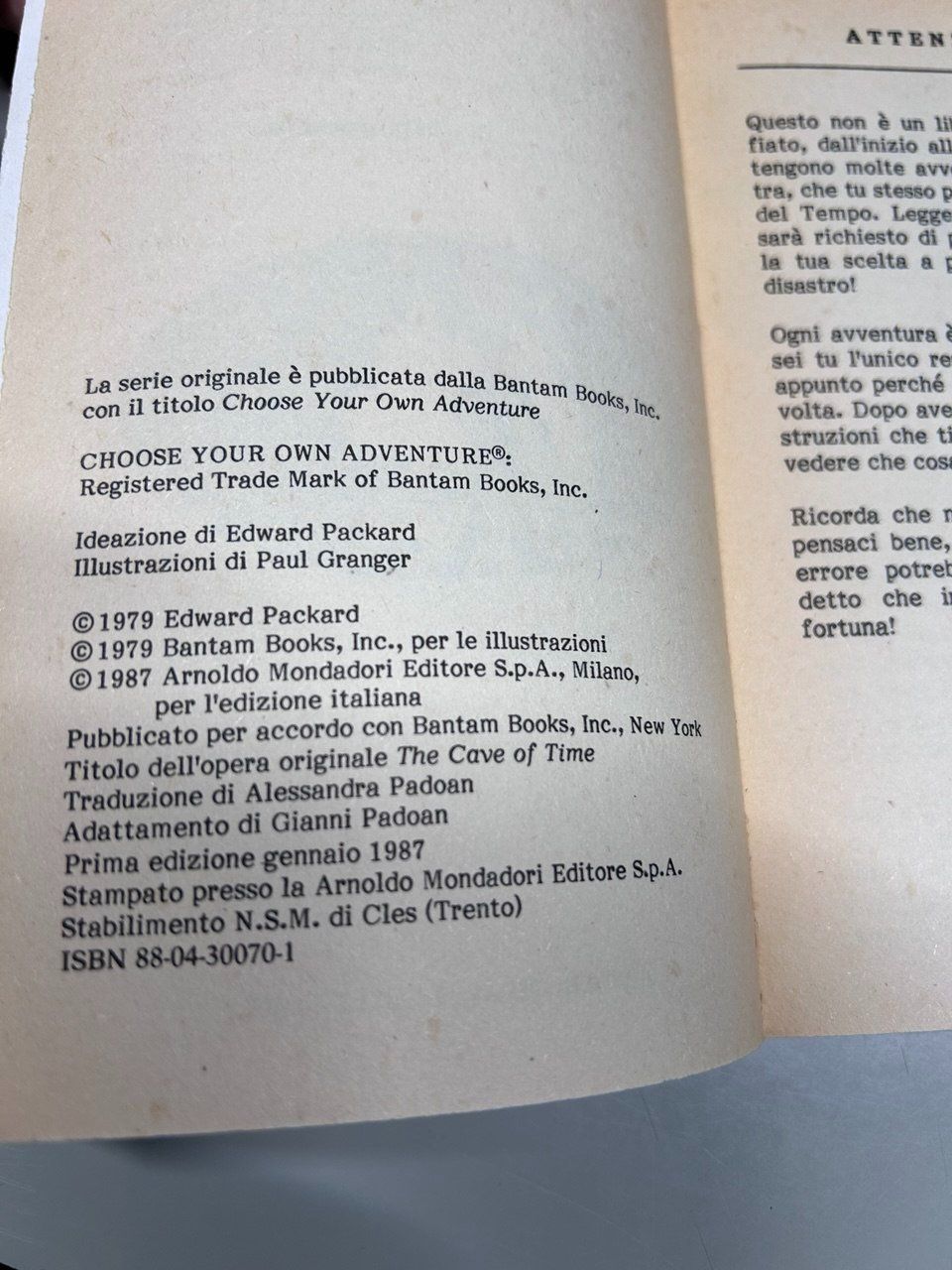 Bücher: N. 4 "La caverna del tempo" - Edward Packard 1987 – Gebraucht aus Giubiasco von LorisVale 3