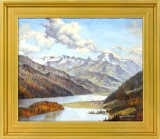 Irma Herren (1896 - 1986): Silvaplana mit Piz da la Margna