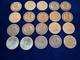 20 x 1.- alle 835 Silber, Total 100 Gramm