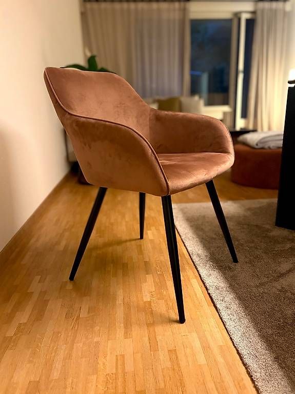 Sedie: 6 chaises couleur cognac - effet velours  – Nuovo e nell'imballaggio originale da Genève venduto da lkr_b2cp 1