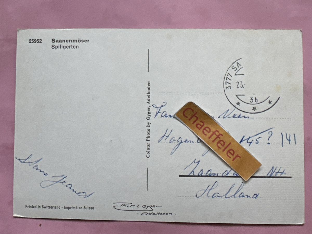 Cartoline postali: 25952 Saanenmöser, Spillgerten – Usato da Zürich venduto da Chaeffeler 1