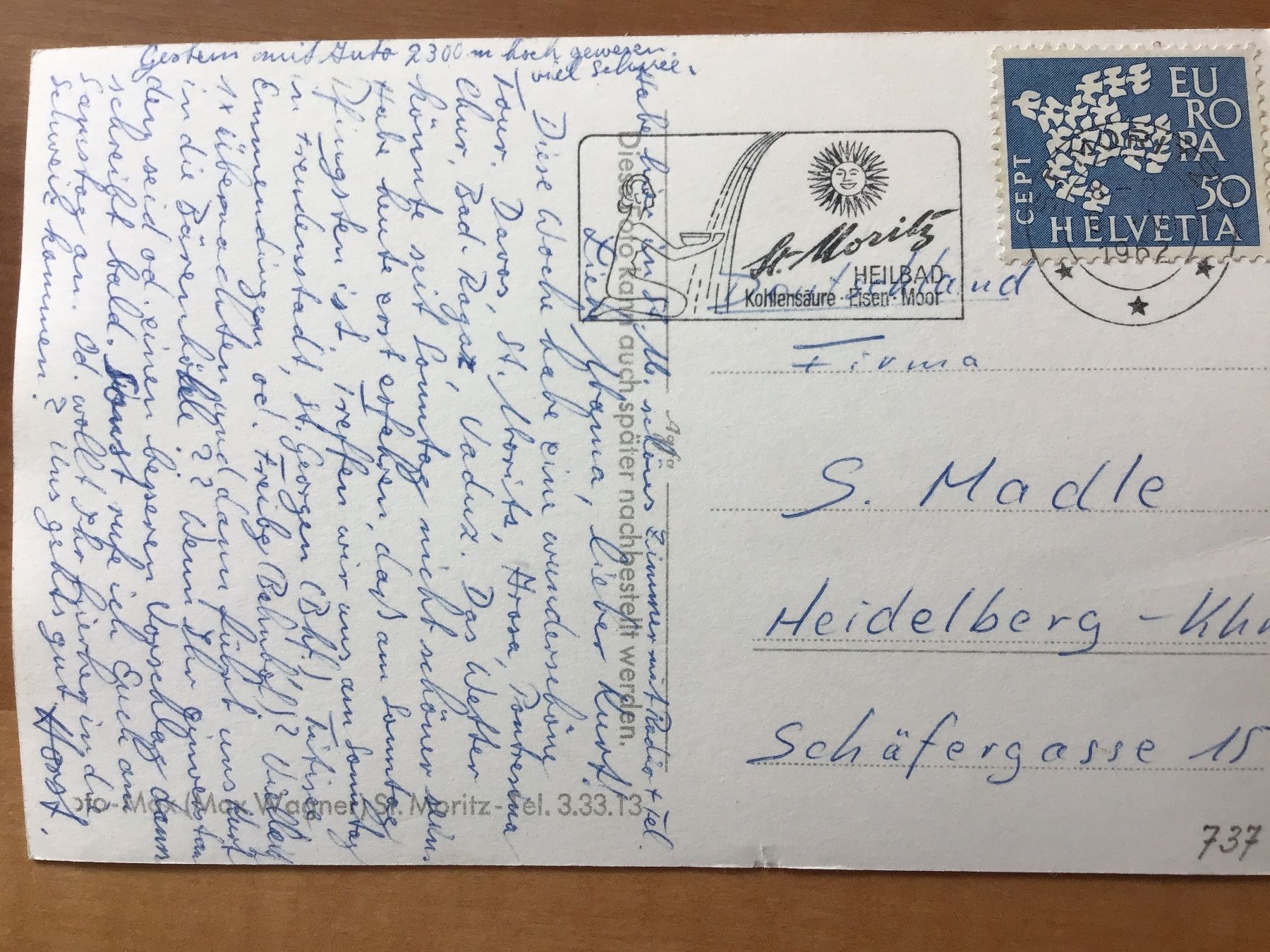 Cartoline postali: St.Moritz 1900m über Meer – Usato da Kirchenthurnen venduto da Gluecksbrief 1