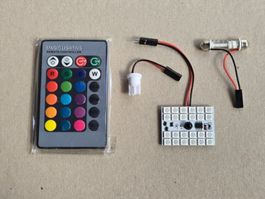 Auto LED Innenraum Set 24 LED mit Fernbedienung RGB +Adapter