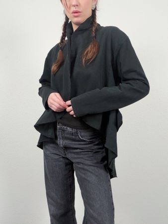 Unique Black Spring Jacket, Italian Design, Size M