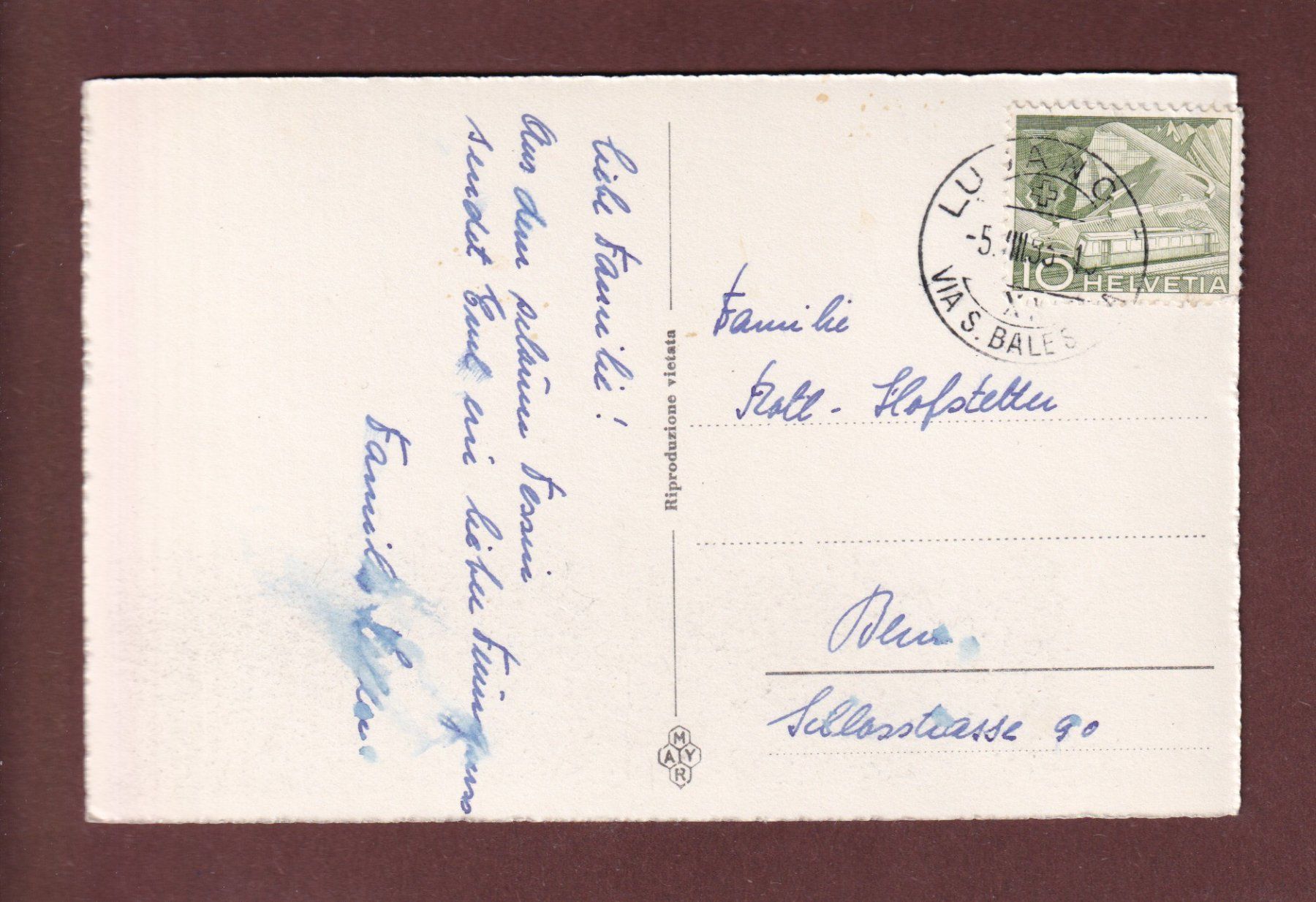 Cartoline postali: MORCOTE - Chiesa - 1953 – Usato da Pully venduto da nicecards-shop 1