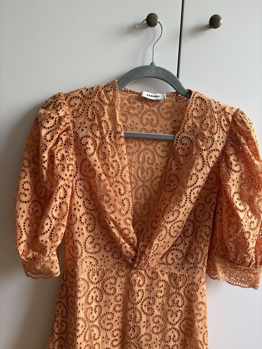 Sandro Kleider: Sandro Kleid mit Spitze, orange, S – Gebraucht aus Zürich von Sera.13 1