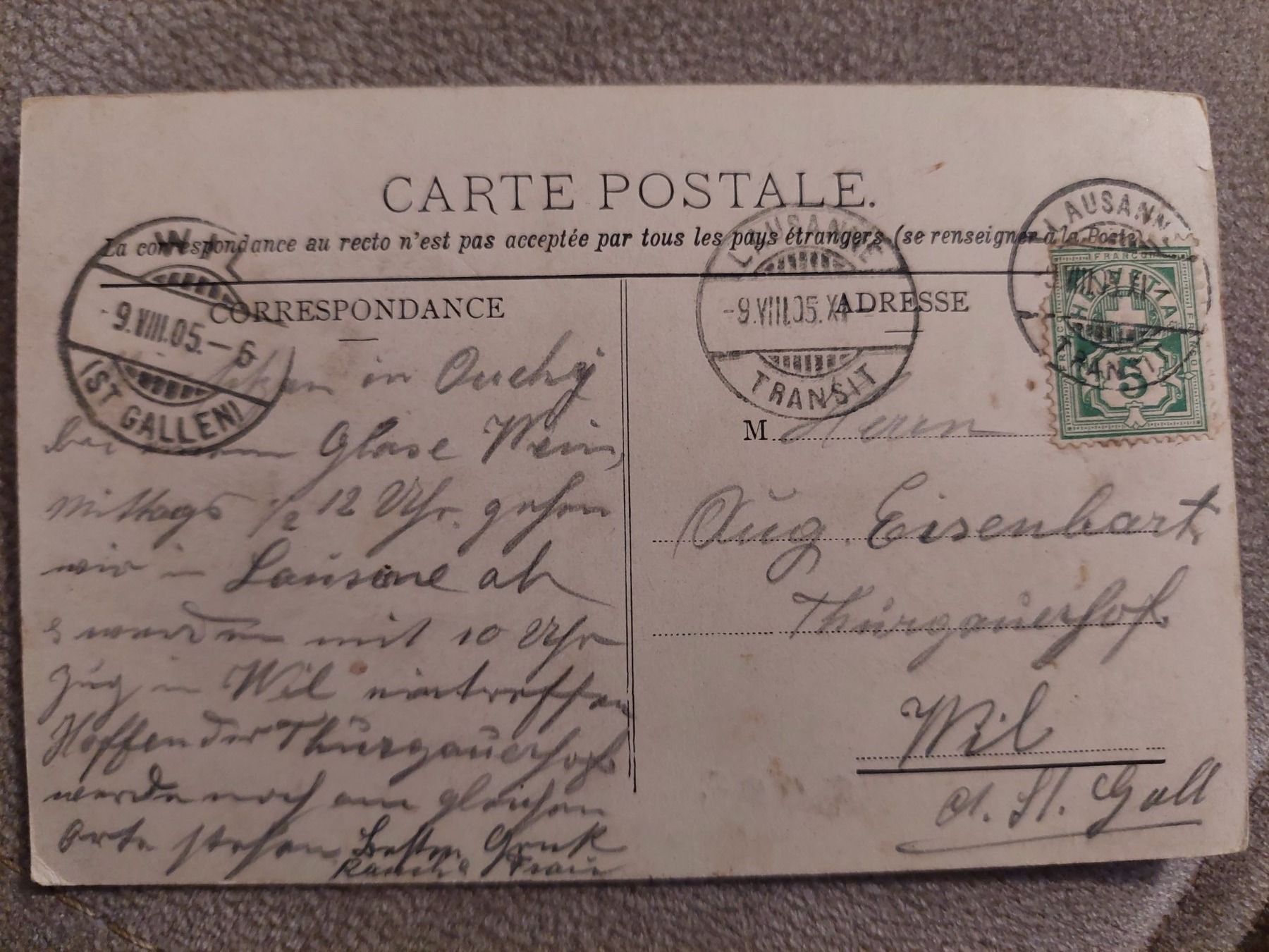 Cartoline postali: Ansichtskarte Lausanne von 1905 – Usato da Elsau venduto da isidobrany09 1