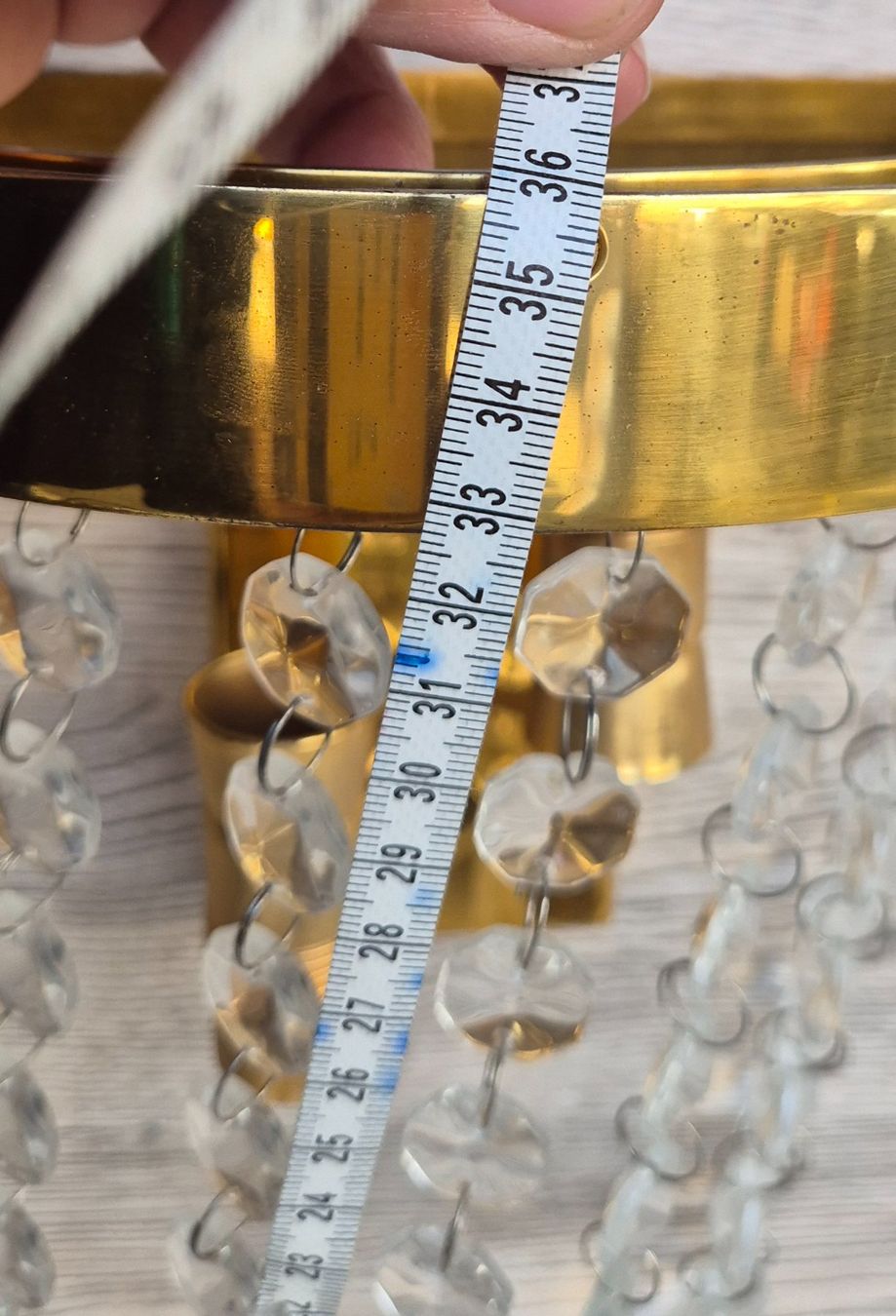 Lampade: 2 schöne Messing Wandleuchtem mit Glaskristallen – Usato da Neerach venduto da sillis 8