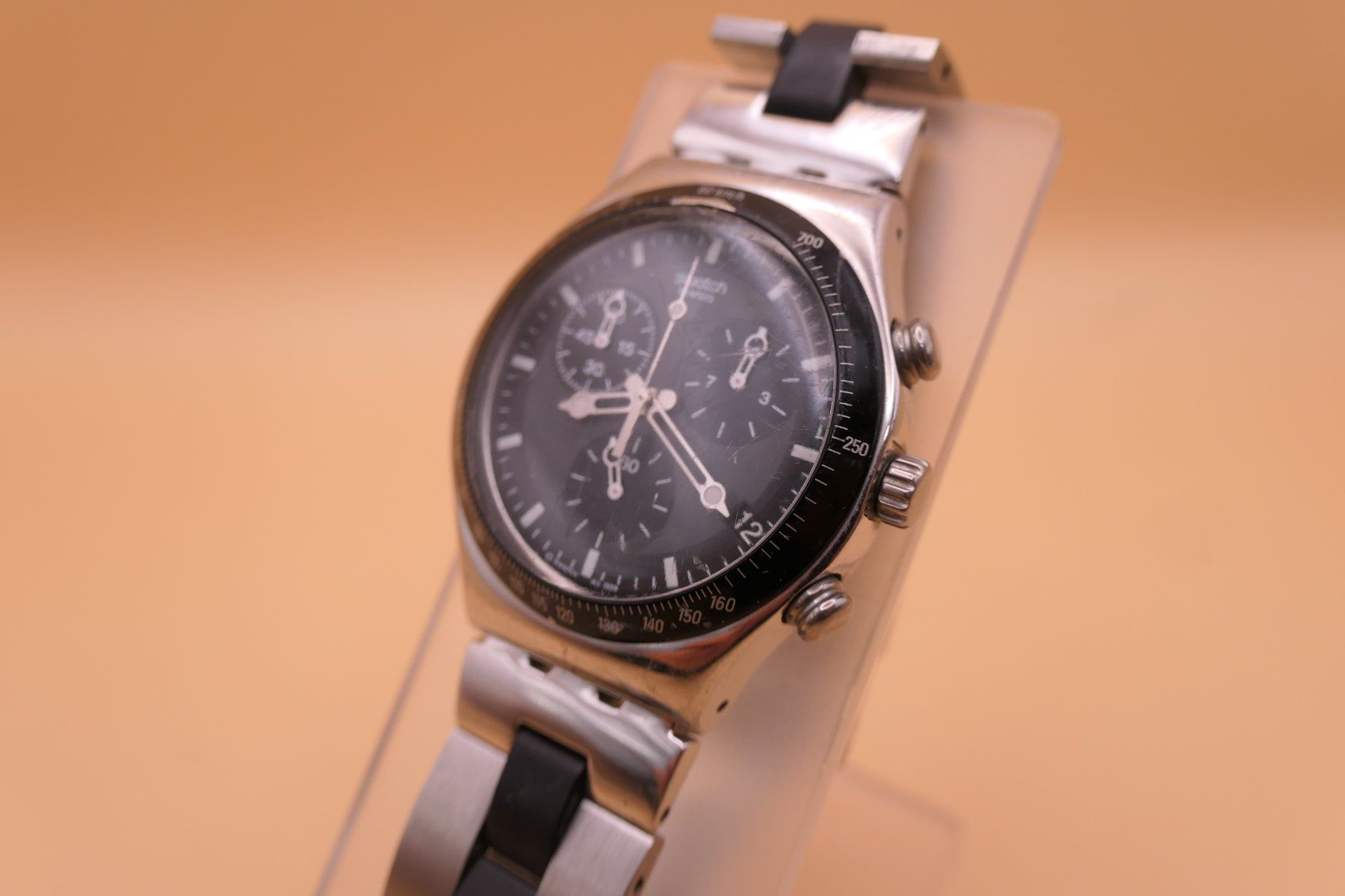 Swatch Uhren: Swatch Irony Chrono "Windfall" YCS410G, neue Batterie – Gebraucht aus Thun von CHRONOTIKA 1