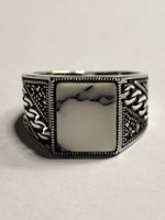 0055 - Bague en argent, Howlite, taille 61
