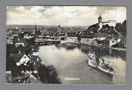 1952, SCHAFFHAUSEN, SCHIFF, RÜCKS. MARKE ABGELÖST