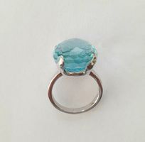 Silberring mit Aquamarin (rhodiniert)