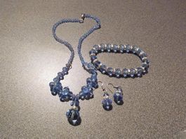 Schmuck-Set hellblau, Kette, Armband, Oh