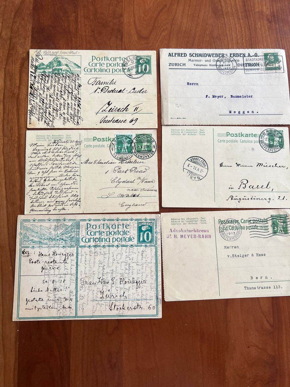 Cartoline postali: Lot mit 6 Postkarten ab 1911  (M593) – Usato da Hinwil venduto da Sidi4