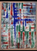 Gemälde Abstrakt rot blau grün handmade 60×80