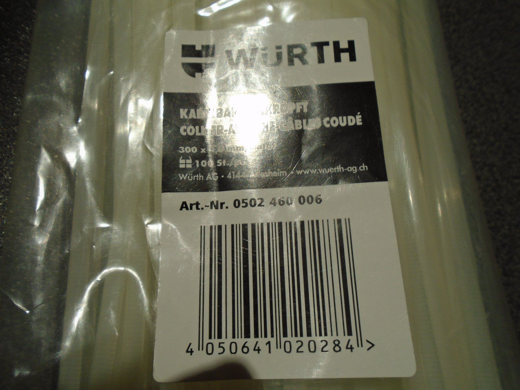 Kabel: Kabelbinder/Kabelband geköpft, 300x4,8 mm – Neu und originalverpackt aus Zürich von Motzkuh